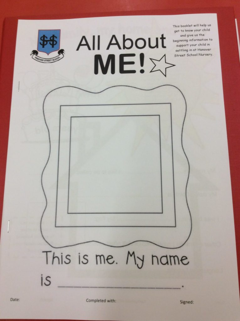 Nursery All About Me Booklet Hanover Street School, Aberdeen